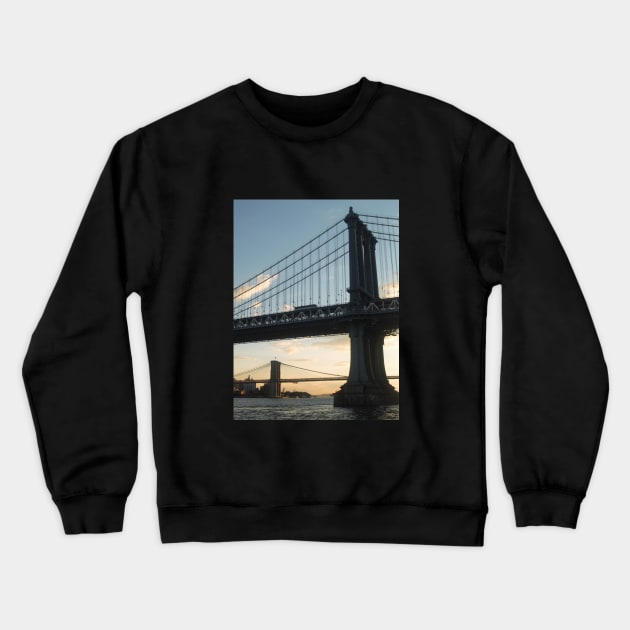 NYC: Manhattan & Brooklyn Bridge Crewneck Sweatshirt by BenjiRetroWave